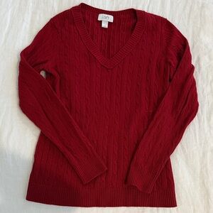 LOFT Women's V-Neck Sweater in Rich Red
